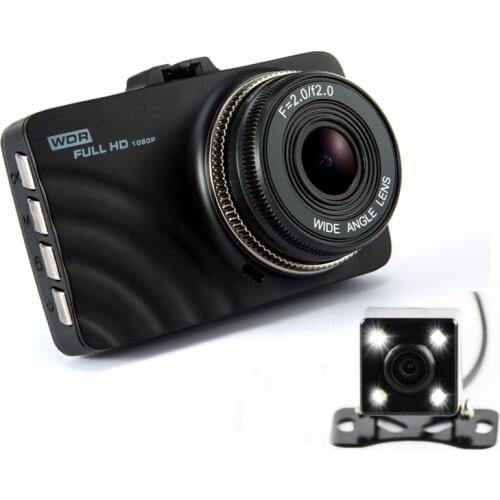 Dual Lens Car DVR Dashboard Camera Full HD 1080P 3."LCD Video Registrator Recorder With 4 LED Backup Rearview Camera Dash Cam