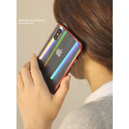 VNSTRIP 2 in 1 Metal case for iPhone X Dazzling Film Tempered Glass Mirror Back Cover for iPhone X Anti-shock filp coque box