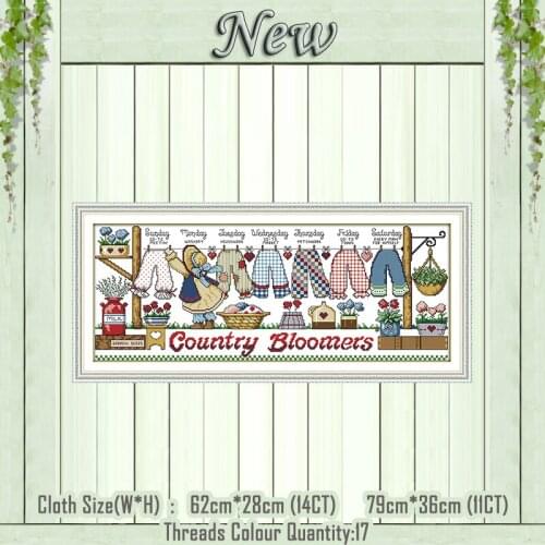 Drying the clothes cartoon painting counted printed on the canvas DMC 11CT 14CT kits NKF Cross Stitch embroidery needlework Sets