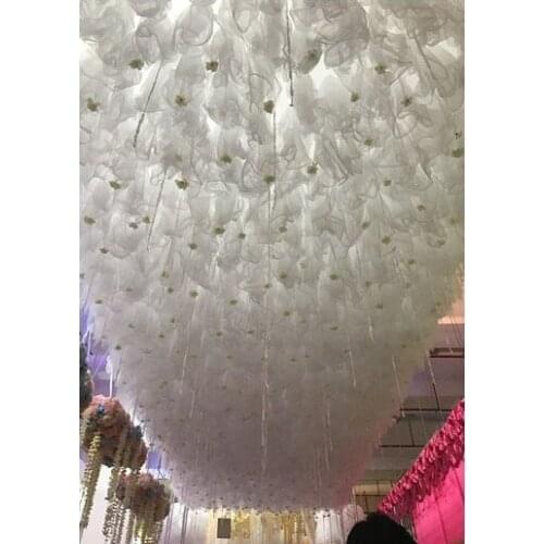 High Quality 3×4M White Coloud Top Snow Yarn Wedding Ceiling Decoration For Stage，T-Stage