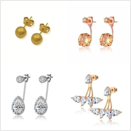 Gold & Silver Color Stud Earrings Zirconia Earring Jewelry Accessories for Women Hot Brand