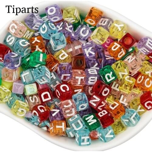 100pcs/Mixed Jelly Acrylic Letter Beads Square Alphabet Digital Cube Spacer Beads For Jewelry Making Handmade Diy Bracelet