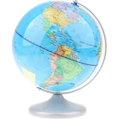 20cm Blue Geography World Globe with Metal Stand Home/ School/ Office Desk Toy - A