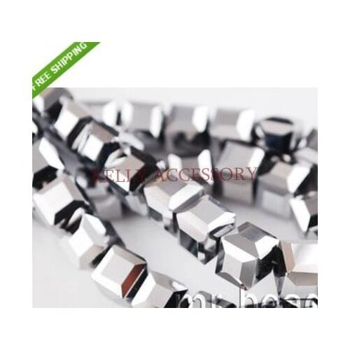 AAA Quality 360pcs/lot 10mm Silver Plated Cube Crystal Glass Beads Loose Charm Spacer Craft Diy Beads For Jewelry Making