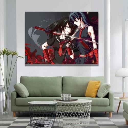 Akame ga Kill! Anime Poster Framed Wooden Frame Canvas Painting Wall Art Decor Living Room Bedroom Study Home Decoration Prints