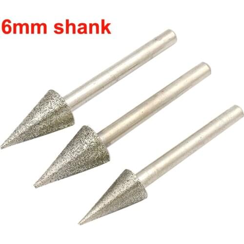 6mm Shank Diamond Grinding Head Grinding Needle Bits Burrs for Metal Stone Jade Engraving Carving Tools