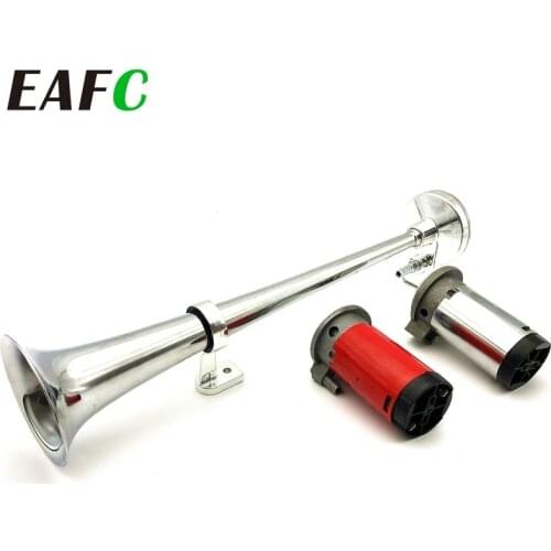 17Inch 12V Car Trumpet Air Horn Compressor Super Loud Air Hose Single Car Horn Speaker Kit for Cars Trucks Boats Motorcycles