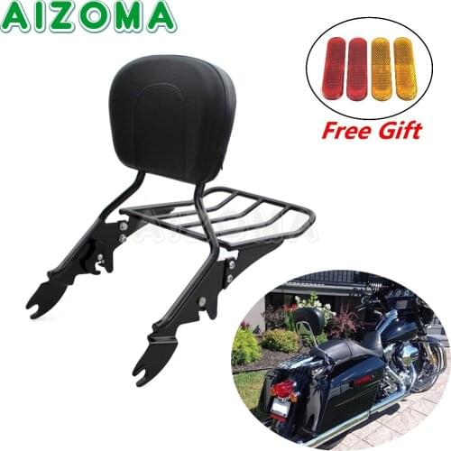 For Harley Touring Motorcycle Luggage Rack Rear Passenger Sissy Bar Detachable Backrest Road King Electra Street Glide 2009-2017