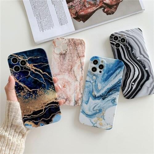 Gradient Marble Texture Phone Case For iPhone 12 11 Pro Max XS Max XR X 7 8 Plus 12 Pro 11 Matte Soft IMD Shockproof Back Cover