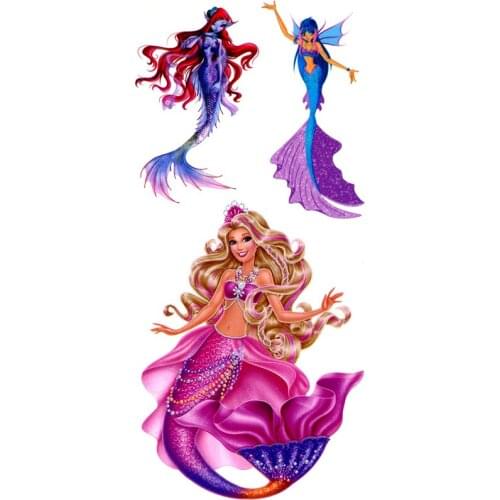 5pcs Mermaid Queen and Her Children Waterproof Temporary Tattoos Men Tatuagem Beauty Fish Henna Tattoo Sticker Kids Tatoo