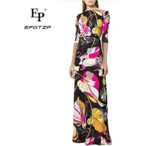 EFATZP New summer fashion lady, high quality black stretch knitted half sleeveless extended beach silk jersey dress