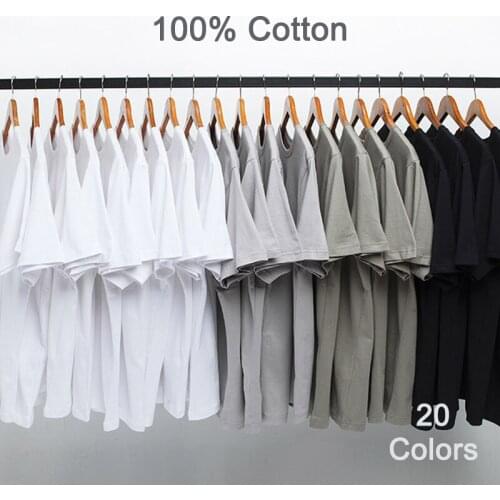 T-Shirts Men Women 100% Cotton Summer Short Tees Plain Brand Basic Tshirts Male Female O-Neck Slim Fit Tee Shirt Young Boy Girl
