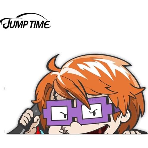 JumpTime 13 x6.5cm Chuckie from Rug rats Peek Peeking Peekers Window Vinyl Car Bumper Anime Cute Cartoon Kids Vinyl Car Stickers