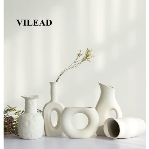 Creative Nordic minimalist white ceramic vase modern living room wine cabinet decoration dried flower flower arrangement
