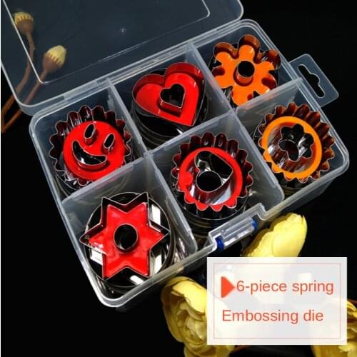 Creative Kitchen Tools Stainless Steel Spring 6-piece Embossing Mold Biscuit Mold Fruit Shape