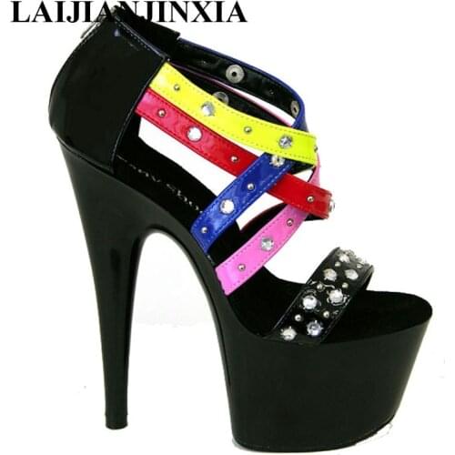LAIJIANJINXIA New Wedding Shoes 17CM Sexy High Heel Sandals 7cm Platforms Night Pole Dance Performance /Star/Model Dance Shoes