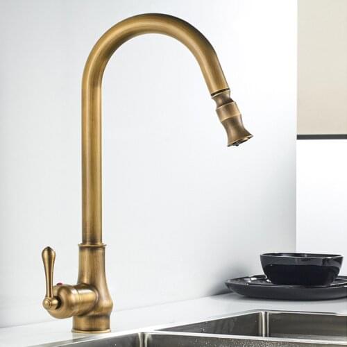Hotaan Brushed Nickel Stainless Steel Kitchen Faucet Single Hole Pull Out Spout Kitchen Sink Mixer Tap with Stream Sprayer Head