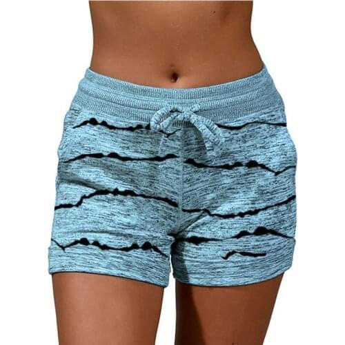 #48 Fashion Women Drawstring Casual Pocket Loose Printed Sports Shorts Short Casual Color Bottom Pantalon Corto Mujer