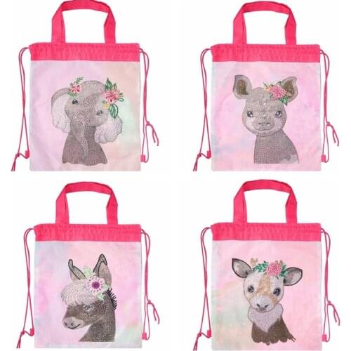 Fashion 5D Mosaic Drawstring Backpack DIY Special Shape Diamond Resin Painting Kit Girls Casual Rhinestone Small Knapsacks Gifts