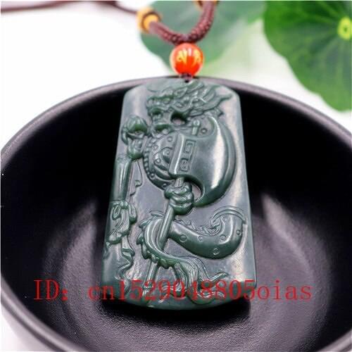 Natural Chinese Hetian Jade Dragon Ax Pendant Necklace Fashion Accessories Charm Jewelry Carved Amulet Gifts for Women Men
