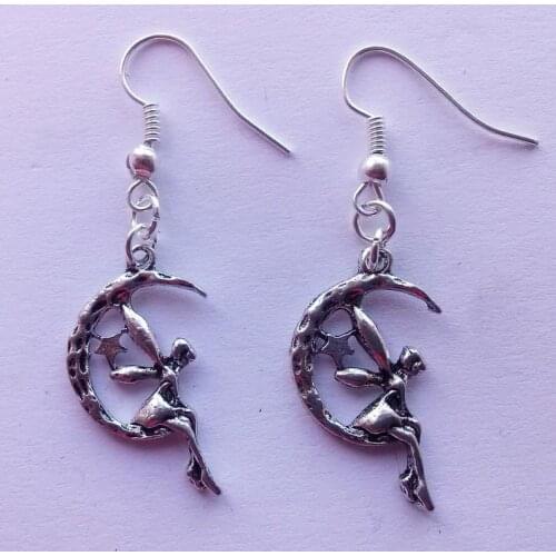 2019 new Moon Fairy Earrings,Moon,Celestial,Fairies,Faeries,Dangling Handmade Jewelry Handmade Jewellery korean