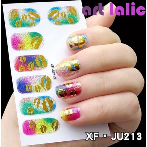 Nail Polish Strips DIY Waterproof Nail Wraps Glitter Lips Pattern Nail Stickers Nail Patch For Women Nail Art Stickers
