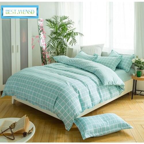 Bed Linens Wholesale New Style Stripe Lattice Princess Bedding Winter Bedcover Luxury Comforter Set Sheets Simple Refreshing