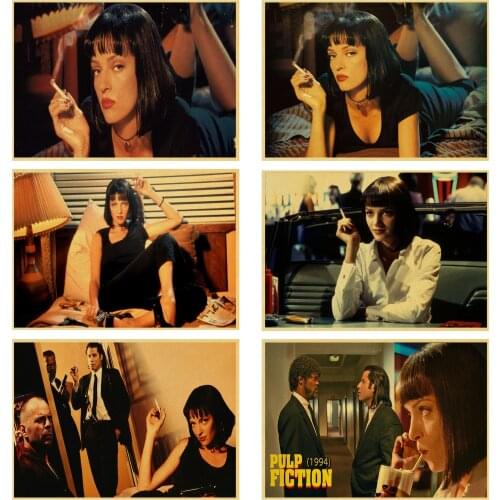 Pulp Fiction Poster Classic Movie Poster retro Poster Retro Kraft Paper Bar Cafe Home Decor Painting Wall Sticker