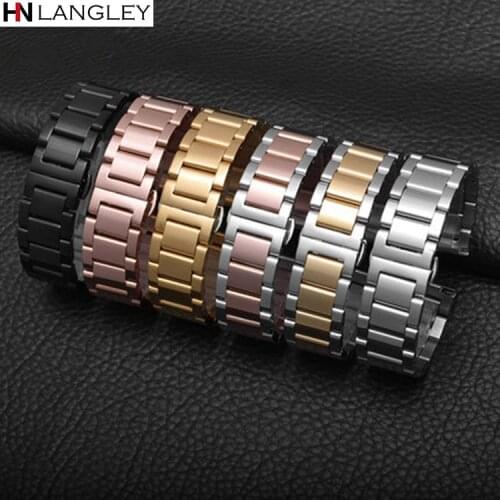16mm 18mm 20mm 21mm 22mm 23mm 24mm 26mm Width Watchband Stainless Steel Band Watch Strap Metal Wristband