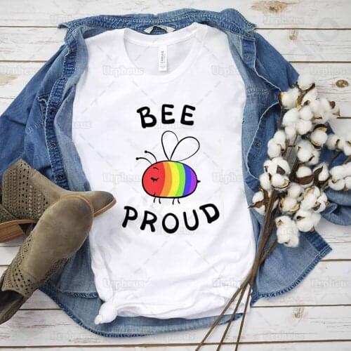 100% Cotton Bee Proud Shirt Pride LGBT Rainbow Camiseta Shirt
