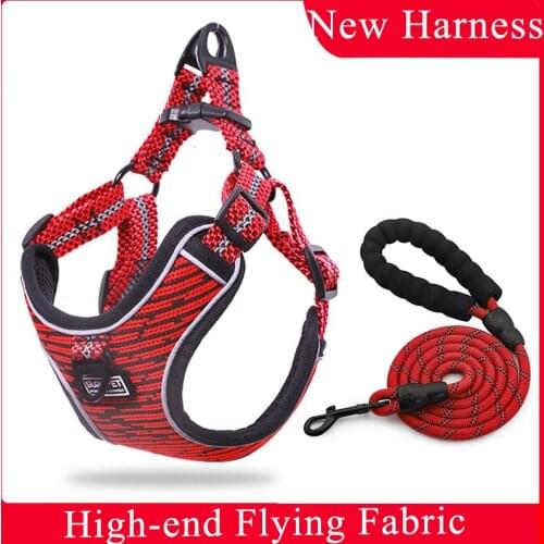 Dog Harness with Leash NO PULL Reflective Breathable Adjustable Pet Harness Vest with Customized Patch for Dogs