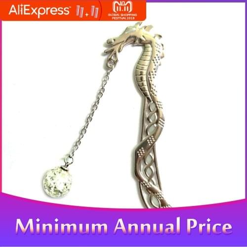 Luminous Glow In The Dark Silver Dragon Shape Bookmarks Fashion Classics Petals Beads Free Bookmark Creative r20