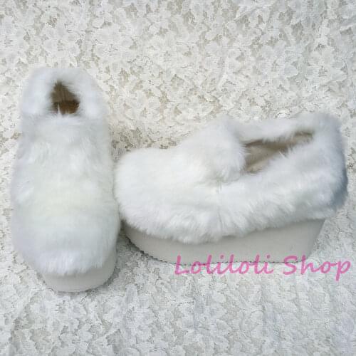 Princess sweet lolita shoes Lolilloliyoyo antaina Japanese design cos shoes custom thick bottom white flock flat shoes 4192s