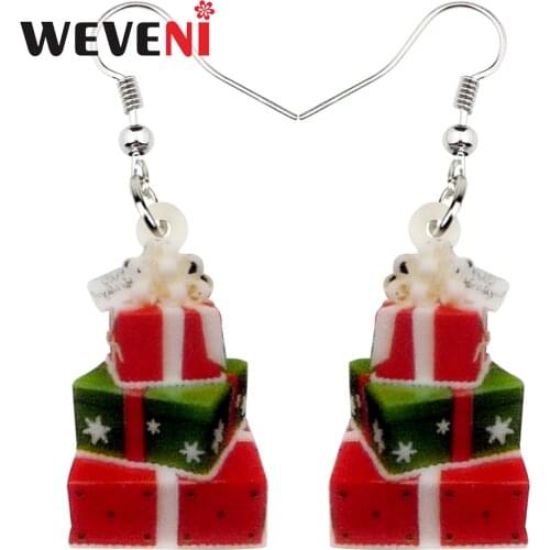 WEVENI Acrylic Christmas Gift Earrings Drop Dangle Xmas Ornaments Party Jewelry For Women Girls Decoration New Year Natal 2018
