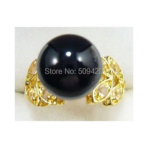 XFS20141er>Black jade Yellow - Crystal Butterfly Ring Size: 6.7.8.9