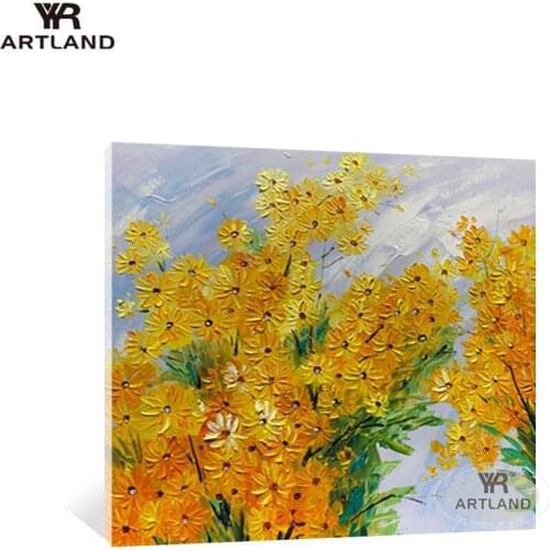YYR-ARTLAND Big sizes beautiful yellow flowers for wall decoration acrylic hand painted abstract oil painting on canvas for room