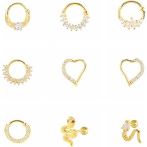 CANNER Round Peach Heart Nose Ring Earrings For Women 925 Sterling Silver Piercing Stud Earrings Plata Fine Jewelry 2021 Trend