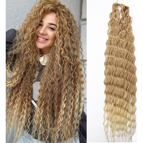Zizi Deep Wave Synthetic Hair Crochet Ocean Wave 32 Inch Light Weight Wear Braiding Hair Extensions
