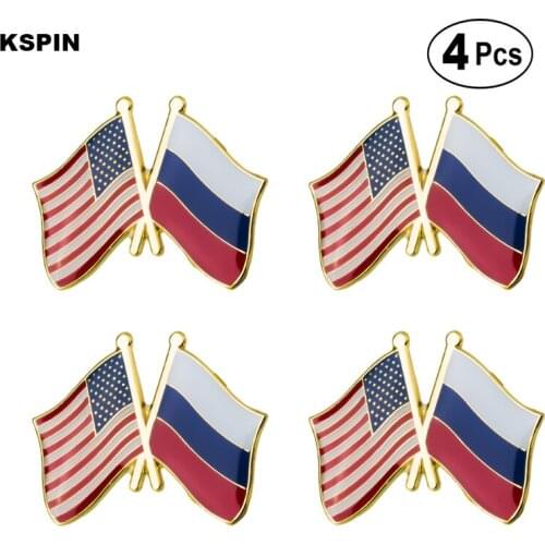 U.S.A Russia Friendship Flag Pin Lapel Pin Badge Brooch Icons 4pcs
