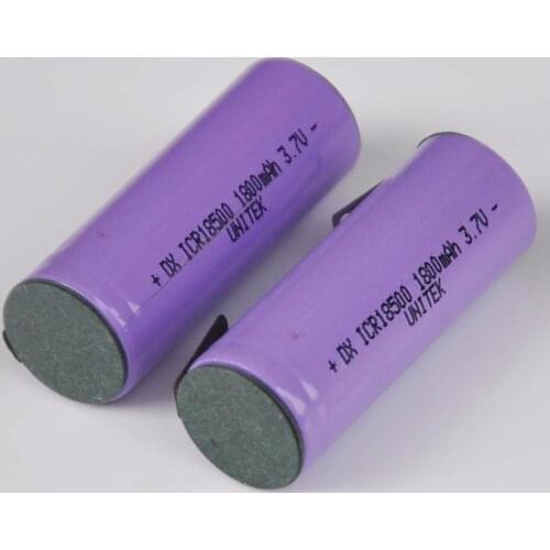 2-5PCS 3.7V 18500 rechargeable lithium ion battery 1800mah li-ion cell with welding pins tabs for speaker torch electirc shaver