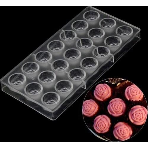 2 Pack Rose Shape Polycarbonate Chocolate Mold Candy Making Molds Chocolate Shaped Tray for Jelly Truffle Sweets Cookies