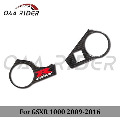 For GSXR 1000 2009-2016 3D Motorcycle Protect Decal Sticker Triple Tree Top Clamp Upper Front End Handle Yoke Cover Carbon Fiber