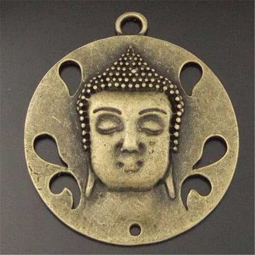 6pcs/pack Europe Antique Bronze Round Buddha Charms Necklace Pendant jewelry findings 42*42*3mm Handmade Crafts Gift 05377