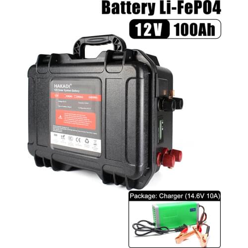 HAKADI 12v 100ah Deep Cycle Lifepo4 Lithium iron Phosphate Battery bms Built-in For Golf Cart Ev Rv Solar Energy Storage Battery