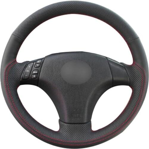 Black Natural Leather Car Steering Wheel Cover for Mazda 3 Axela 2003-2009 Mazda 5 2004-2010 Mazda 6 Atenza 2004-2008