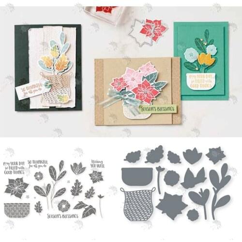 Flower Basket Decoration Sea Fish Greeting Card Metal Cutting Die Stamp DIY Emboss Stencil Scrapbooking Embossing 2021 Newest