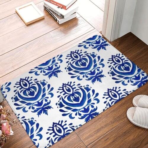 Damask Flower In Oriental Style Doormat Carpet Mat Rug Polyester Anti-slip Floor Decor Bath Bathroom Kitchen Balcony 40x60