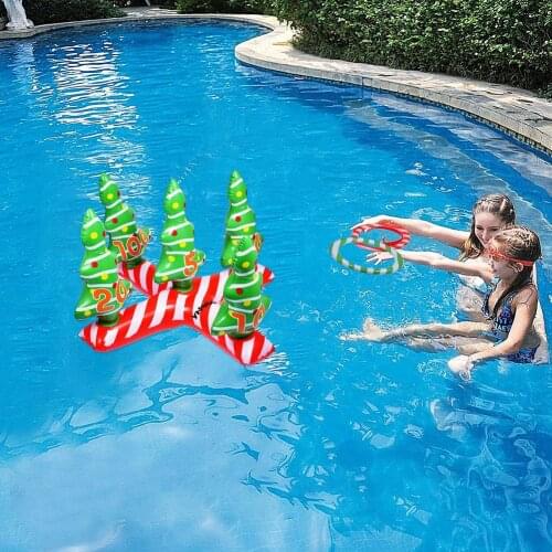 Children Inflatable Throw Cross Ring Toss Game Swimming Pool Fun Christmas Tree Toys Summer Water Beach Party Props Gift