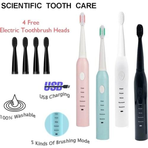 IPX7 USB Electric Toothbrush With Battery & Brush Head Waterproof Ultrasonic Automatic Upgraded Electric Tooth Brush For Kids