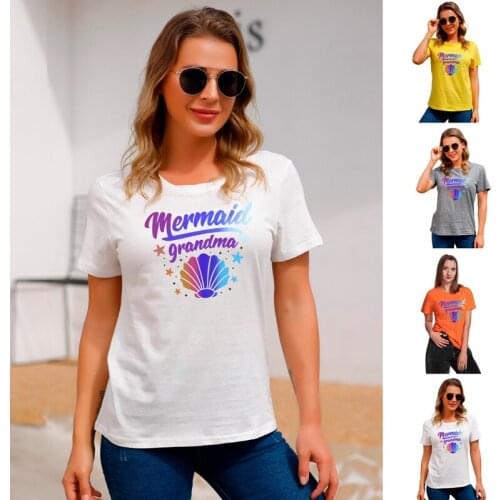 Women Print Lady Mom Mermaid Mama Casual Mother Graphic Ladies Clothes Tee Female Top Tshirt Womens Shirt T-shirt Grandma